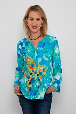 TOP V NECK CUMMINGS 24622 - blue abstract