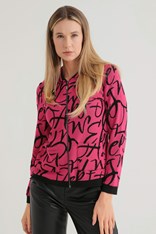 JACKET KNIT LETTER - fuchsia