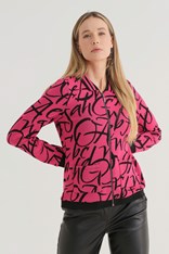 JACKET KNIT LETTER - fuchsia