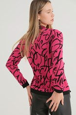 JACKET KNIT LETTER - fuchsia