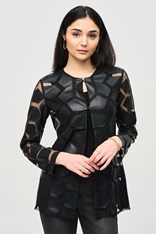 JACKET LASER-CUT LEATHERETTE 241905 - black