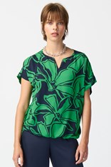 TOP V NECK GEORGETTE 241059 - green cockatoo