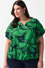 TOP V NECK GEORGETTE 241059 - green cockatoo