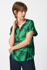 TOP V NECK GEORGETTE 241059 - green cockatoo