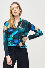 TOP V NECK IVANA 243293 - blue abstract