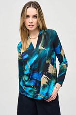 TOP V NECK IVANA 243293 - blue abstract