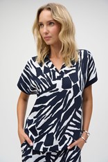 TOP V-NECK DANIELLA 252146 - mid blue / vanilla