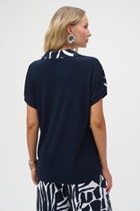 TOP V-NECK DANIELLA 252146 - mid blue / vanilla