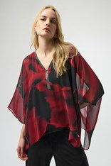 TOP OVERLAY CHIFFON TAMMY - black red