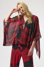 TOP OVERLAY CHIFFON TAMMY - black red