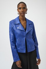 JACKET FAUX LEATHERETTE RHINESTONE - sapphire