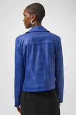 JACKET FAUX LEATHERETTE RHINESTONE - sapphire