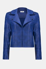 JACKET FAUX LEATHERETTE RHINESTONE - sapphire