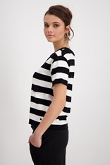 TOP SWEATER STRIPE PHILLIPA 408868 - black white