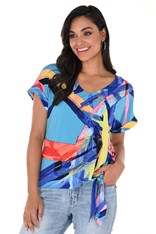 TOP V NECK LEANNE 246133 - turquoise jungle