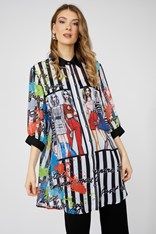 SHIRT FEMININE - black print