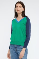 JUMPER V NECK SUE COTTON BLEND ZP6130 - emerald