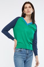 JUMPER V NECK SUE COTTON BLEND ZP6130 - emerald