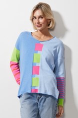 JUMPER INTARSIA SQUARES ZP6609 - chambray