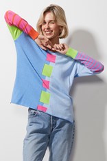 JUMPER INTARSIA SQUARES ZP6609 - chambray