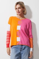 JUMPER INTARSIA SQUARES ZP6609 - sunset