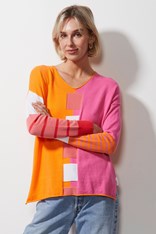 JUMPER INTARSIA SQUARES ZP6609 - sunset