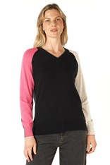 TOP V NECK COLLEGE ZP7129 - black