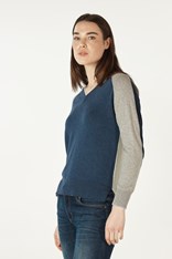 TOP V NECK COLLEGE ZP7129 - denim