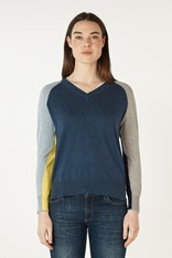 TOP V NECK COLLEGE ZP7129 - denim