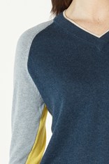 TOP V NECK COLLEGE ZP7129 - denim