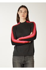 JUMPER CONTRAST FUNNEL NECK ZP7128 - charcoal