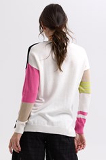 JUMPER V NECK LADDER - white