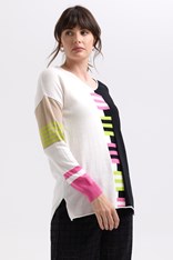 JUMPER V NECK LADDER - white