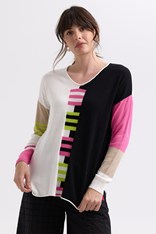 JUMPER V NECK LADDER - white