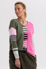 JUMPER V NECK LADDER - khaki