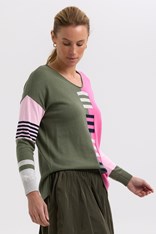 JUMPER V NECK LADDER - khaki