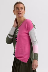 JUMPER V NECK LADDER - khaki