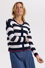 CARDI ZIP POINTELLE - navy white