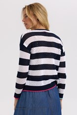 CARDI ZIP POINTELLE - navy white