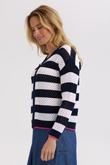 CARDI ZIP POINTELLE - navy white