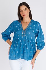 TOP ELSA 100% COTTON - ocean