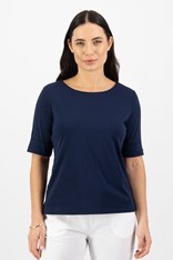 TOP TEE BOAT NECK DOROTHY COTTON 4262 - navy