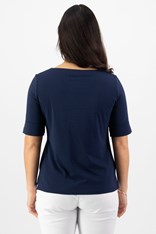 TOP TEE BOAT NECK DOROTHY COTTON 4262 - navy