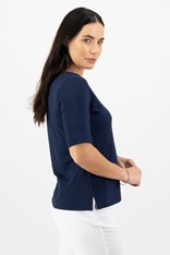 TOP TEE BOAT NECK DOROTHY COTTON 4262 - navy