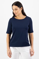 TOP TEE BOAT NECK DOROTHY COTTON 4262 - navy