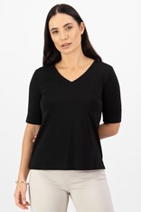 TOP TEE JENNY V NECK COTTON 4264 - black