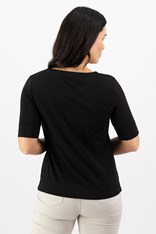 TOP TEE JENNY V NECK COTTON 4264 - black