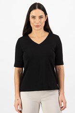 TOP TEE JENNY V NECK COTTON 4264 - black