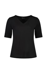 TOP TEE JENNY V NECK COTTON 4264 - black