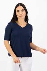 TOP TEE JENNY V NECK COTTON 4264 - navy